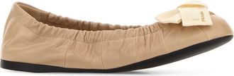 Prada Womens Ballet Flat Beige Leather