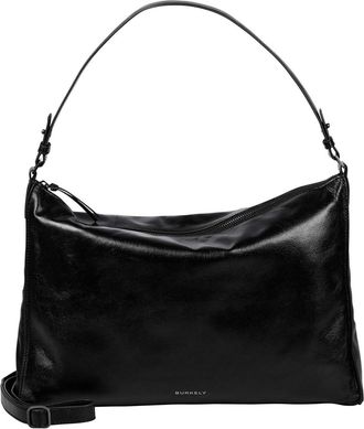 Burkely Creased Crystal Wide Hobo Leather Shoulder Bag Black