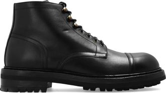 Dolce & Gabbana Mid Calf Boots - Heren - Veterlaarzen - Zwart - 41 1/2 EU - Leer - Schoenen
