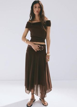 Mango Top spalle scoperte marrone - Donna - XS - MANGO