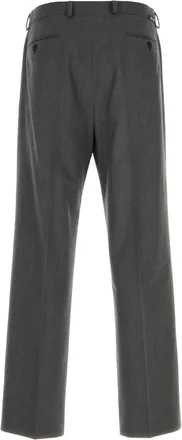 Prada Mens Virgin Wool Blend Trousers Gray Cotton