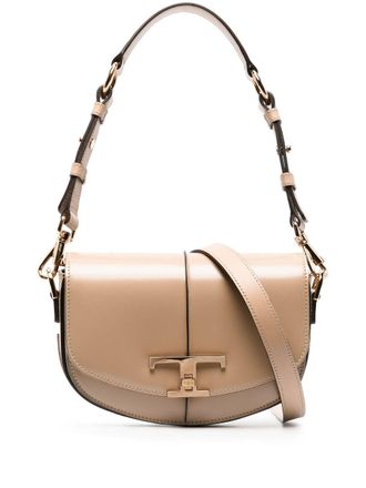 Tod's T-plaque leather tote bag - Neutrals