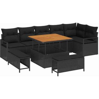 vidaXL Vidaxl - Conjunto De Sof&aacute; De Jard&iacute;n 9 Pcs Beige, Crema 100 X 100 X 71 Cm