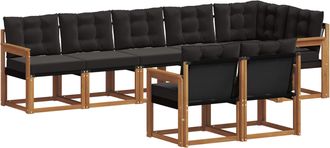 vidaXL Conjunto De Sof&aacute;s De Exterior 8 Uds. Natural Y Negro Vidaxl
