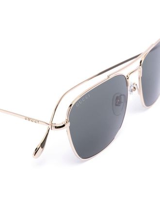 Gucci rectangle-frame double-bridge sunglasses - Gold