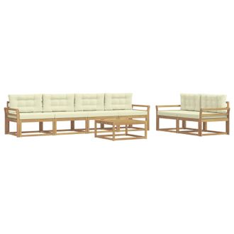 vidaXL Conjunto De Sof&aacute;s De Exterior Con Coj&iacute;n 6 Pcs Blanco Y Crema Vidaxl