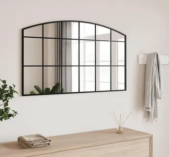vidaXL Espejo De Pared Arco De Hierro Negro 100x60 Cm Vidaxl