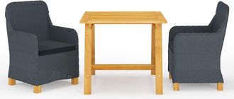 vidaXL Juego De Comedor Para Jard&iacute;n 3 Piezas Gris Oscuro Vidaxl