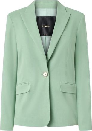 Pinko Jasje van linnenmix - Dames - Blazers - Groen - XL - Linnen - Jassen