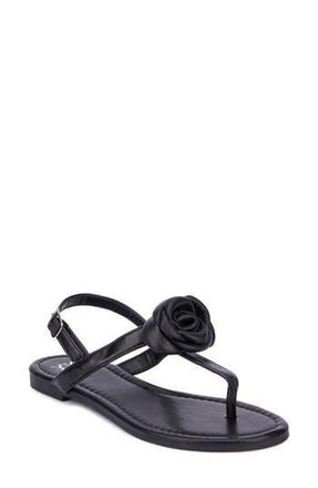 New York & Company Rosette Thong Sandal in Black at Nordstrom Rack, Size 7
