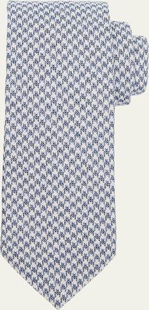 Ermenegildo Zegna Mens Houndstooth Wool and Silk Tie