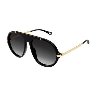Chlo&eacute; Accessoires, unisex, Zwart, ONE Size, Nylon, Ch 0357S-001 Oversized Zonnebril