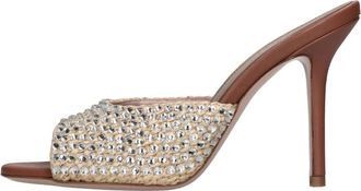 Gedebe Marie Leren en Raffia Muiltjes - Dames - Muiltjes - Beige - 37 EU - Leer - Schoenen