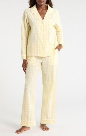 Nordstrom Classic Cotton Pajamas in White- Yellow Flan Gingham at Nordstrom, Size X-Large