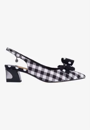 J. Rene&eacute; Womens Kimma Sling Back Pumps In Black/white Gingham/polka