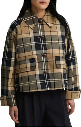 Barbour Jassen, Dames, Veelkleurig, XL, Leer, Delilah Geruite Douchewaterdichte Jas