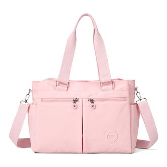Generic Women Nylon Waterproof Tote Bags with Adjustable Strap, Large Capacity Underarm Bag, Crossbody Bags for College School Work Travel Shopping-Pink