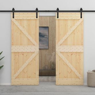 vidaXL Vidaxl - Puerta Corredera Con Herrajes Madera Maciza De Pino 80x210 Cm