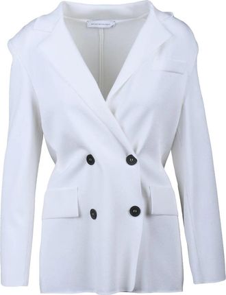 Antonino Valenti White Double-Breasted Knit Viscose Blazer