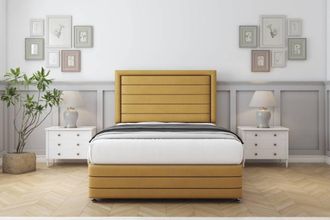 Comfort Beds Anna Plush Divan Set No Drawers-54 Headboard-Footboard in Mustard | Size: Small Double