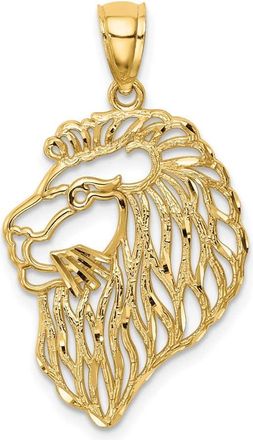 Diamond2Deal 10k Yellow Gold Diamond-Cut Lion Profile Pendant