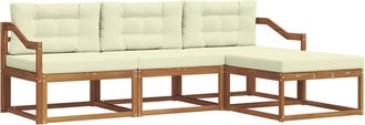 vidaXL Conjunto De Sof&aacute;s De Exterior 4 Uds. Natural Y Crema Vidaxl