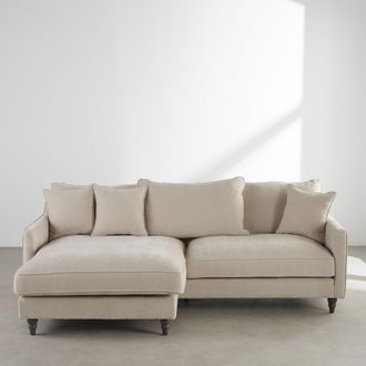 Maisons du monde Sof&aacute; chaiselong reversible de 4/5 plazas de tejido de poli&eacute;ster beige - 190 cm