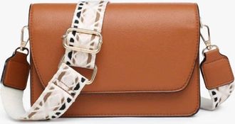 Jen & Co. Womens Noah Vegan Guitar Strap Crossbody Bag In Brown