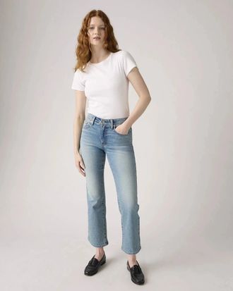 Levi's Womens Levis 725 Kick Jeans Blue Denim High Rise Bootcut Zip Fly DDR2235