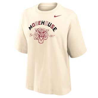 Nike Womens College (Morehouse College) Boxy Cotton T-Shirt in Brown | ZW12573MORE25-NAT