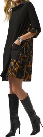 Joseph Ribkoff Abstract Print 3/4 Sleeves Dress In Black/multi