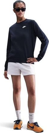 Nike Sportswear Club Fleece Crew Neck Sweatshirt Womens Sweatshirt Obsidian/White : XL (US 16-18), Cotton/Fleece/Polyester