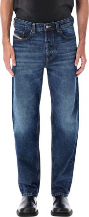 Diesel Mid-Blue Faded Straight-Leg Jeans