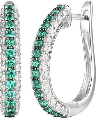 Le Vian Sustainability 14K 1.46 Ct. Tw. Diamond & Emerald Hoop Earrings