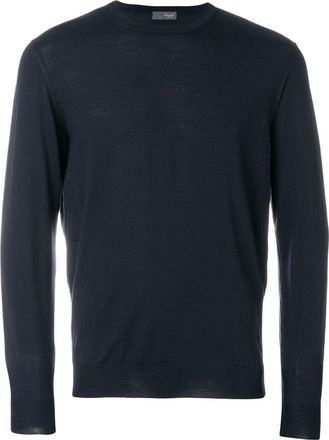 Drumohr Classic Fine-Knit Crew Neck Wool Sweater