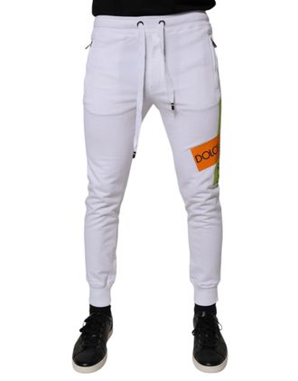 Dolce & Gabbana Mens Logo-Detailed Cotton Joggers White