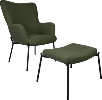 Happy Garden Happy Garden - Sill&oacute;n De Tejido Boucl&eacute; Tela Verde Caqui Con Reposapi&eacute;s Eira