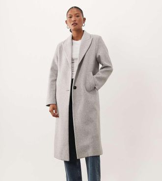 Asos Petite ASOS DESIGN Petite cappotto monopetto in grigio chiaro