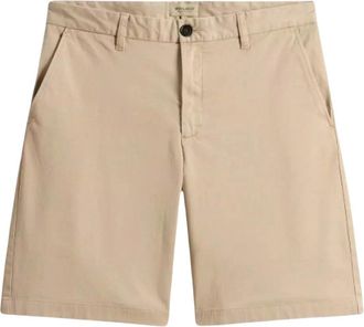 Woolrich Klassieke Chino Shorts - Heren - Korte Broeken - Beige - W34 - Katoen - Korte Broeken
