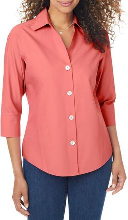 Foxcroft Paityn Non-Iron Cotton Shirt in Scarlet Flame at Nordstrom, Size 10
