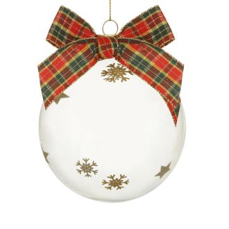 KASANOVA Pallina Natale 10 cm fiocco tartan rosso