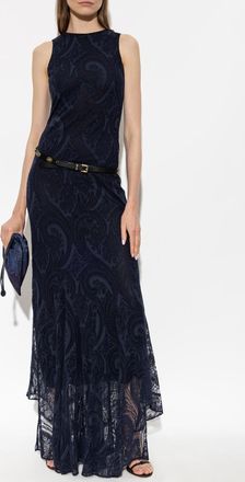 Etro Sleeveless Lace Dress, Womens, Navy Blue