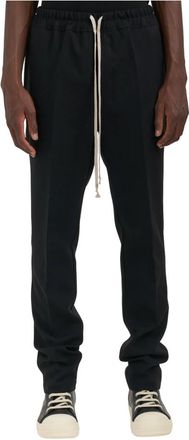 Rick Owens Pantaloni Drawstring Slim Long - Heren - Slim Fit Broeken - Zwart - S - Wol - Broeken