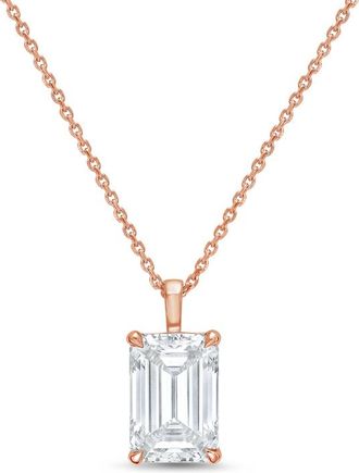 Diana M. Jewels 14kt rose gold lab grown emerald cut diamond pendant weighing 10.00 ct on a solid bail