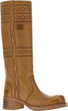 Miu Miu Leather Boots - Brown