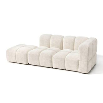 Sia Home Sof&aacute; modular 4-5 plazas derecho terciopelo texturizado crema