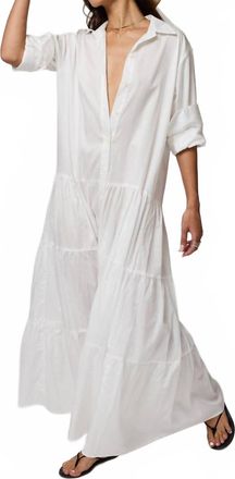 Stillwater Tiered Shirt Maxi Dress In White