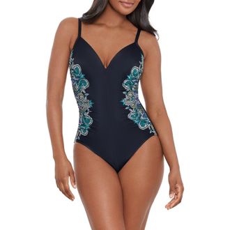 Miraclesuit Precioso Temptation One-Piece Swimsuit in Black Multi at Nordstrom Rack, Size 14