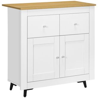 OEM Aparador Compacto De Cocina Buffet Auxiliar De Comedor Con Puertas Y Cajones Para Sal&oacute;n Entrada 78x35x80 Cm Blanco