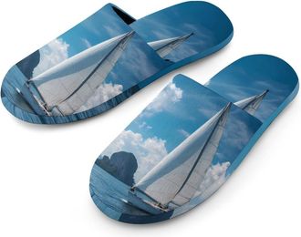 Generic Nautical Yacht Aquatic Coastal Mens Slippers Warm Non-Slip Houes Shose Spa Slipper for Home Bedroom